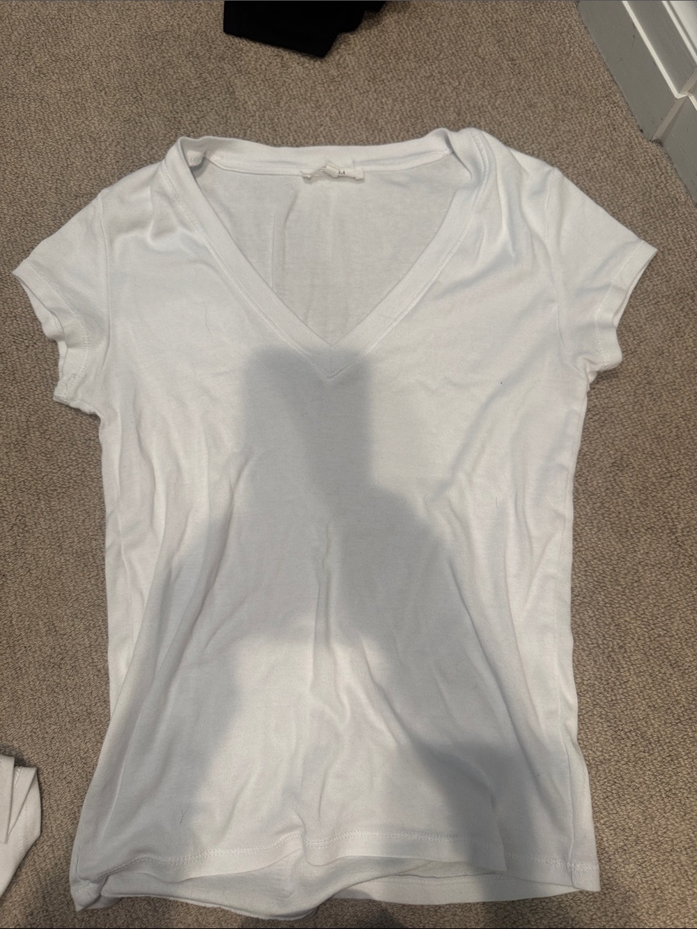 Women's White V-Neck Short Sleeve Tee